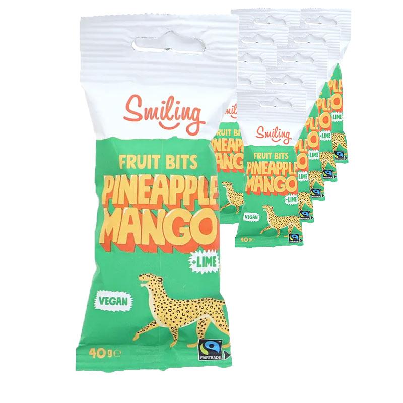 Smiling 10-pak Frugtsnack Ananas & Mango 40g